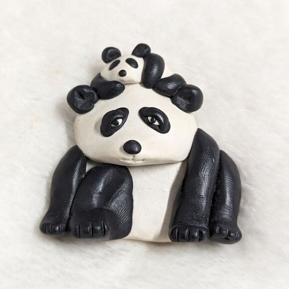 Vintage Artisan Made Panda Brooche - Picture 7 of 8